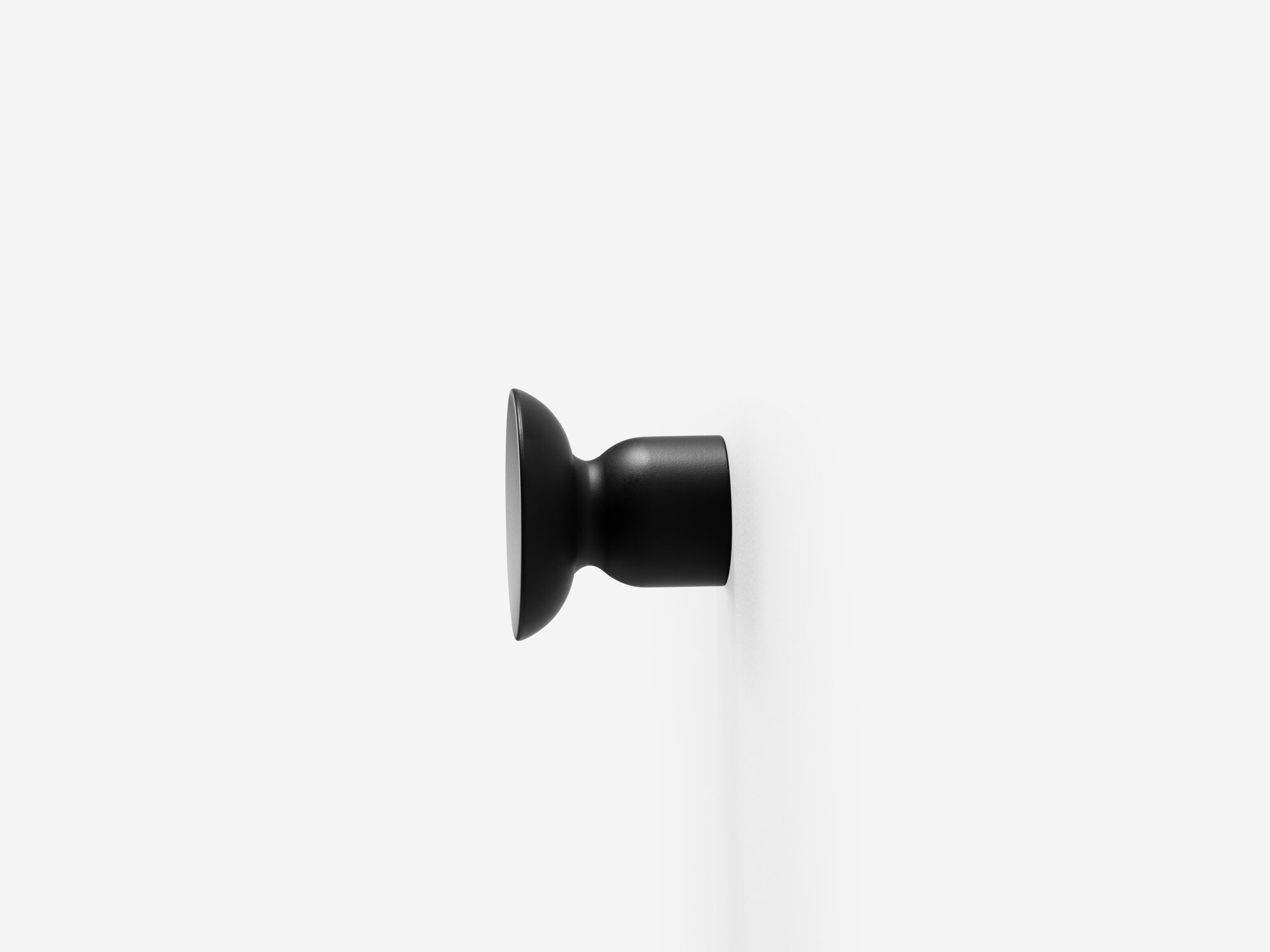 Side view of medium black wall knob